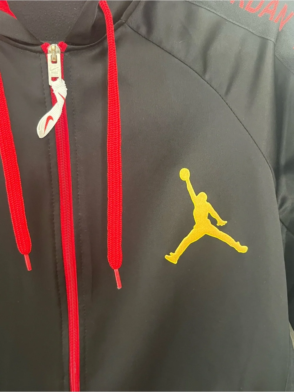 Nike Jordan Full Zip Jacket with Red Trim and Yellow Jumpman Logo Sz M